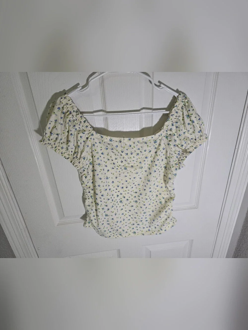 Vanilla Star Womens Floral Crop Top Short Blouse XL